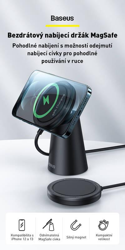 Bezdrátová nabíječka Baseus Simple Magnetic Stand černá