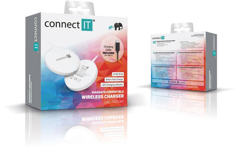 Bezdrátová nabíječka Connect IT MagSafe, 15W bílá