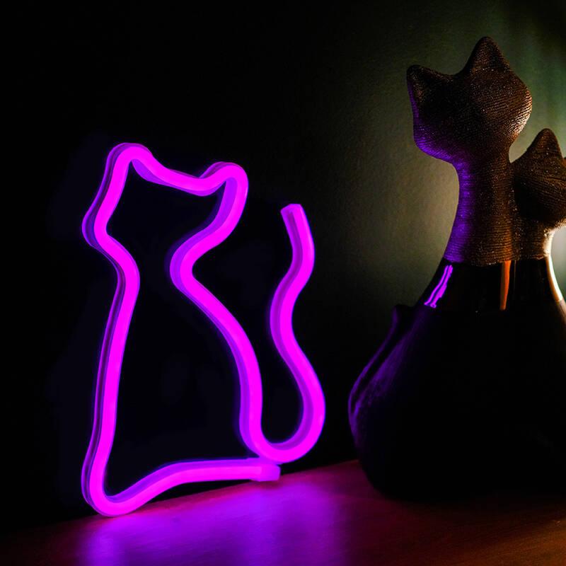 Dekorativní LED Forever neon Kočka růžová