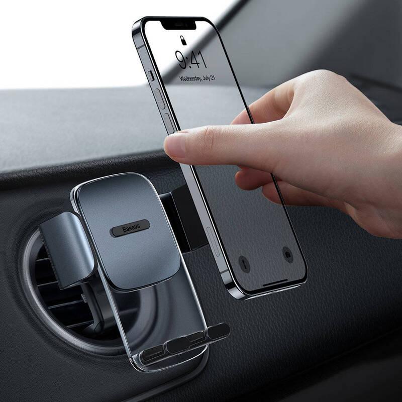 Držák na mobil Baseus Easy Control Clamp, do kulaté ventilační mřížky černý
