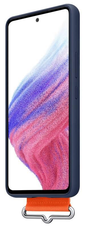 Kryt na mobil Samsung Silicone Cover s poutkem na Galaxy A53 5G modrý