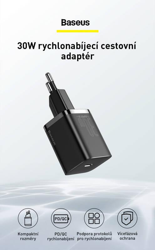 Nabíječka do sítě Baseus Super Si USB-C 30W bílá, Nabíječka, do, sítě, Baseus, Super, Si, USB-C, 30W, bílá