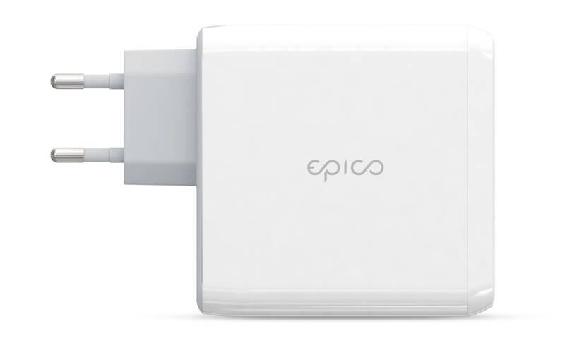 Nabíječka do sítě Epico GaN 100W, 1xUSB, 2x USB-C bílá