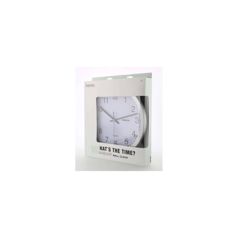 Nástěnné hodiny Hama CWA100 stříbrné bílé