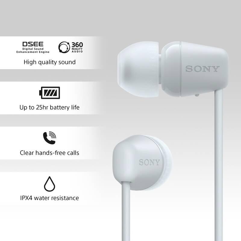 Sluchátka Sony WI-C100 bílá, Sluchátka, Sony, WI-C100, bílá