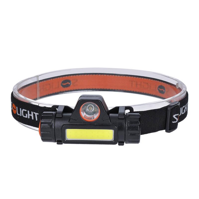 Čelovka Solight 3W COB,150 120lm, Li-ion, USB černá