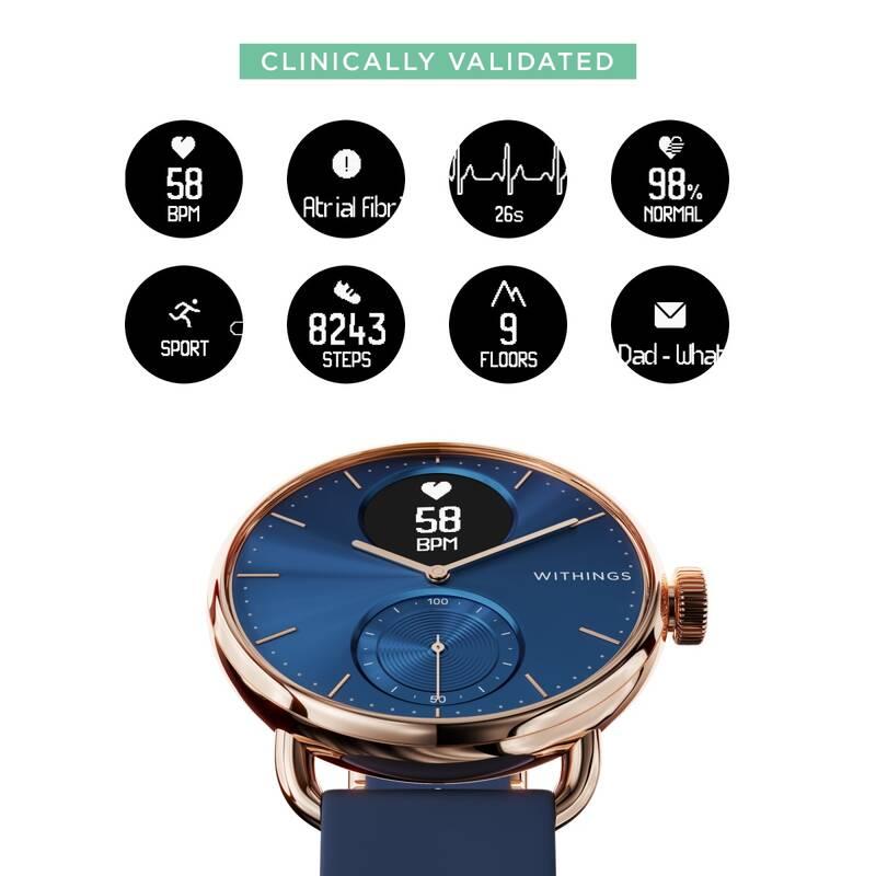 Chytré hodinky Withings Scanwatch 38mm - Rose Gold Blue