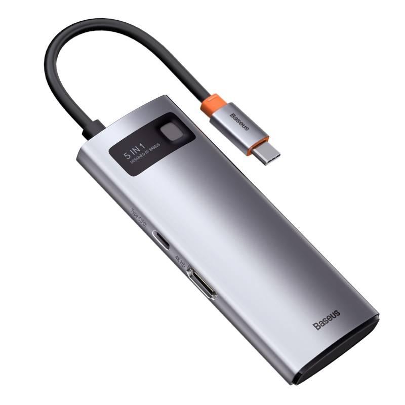 Dokovací stanice Baseus Metal Gleam Series 5v1 HUB USB-C šedé