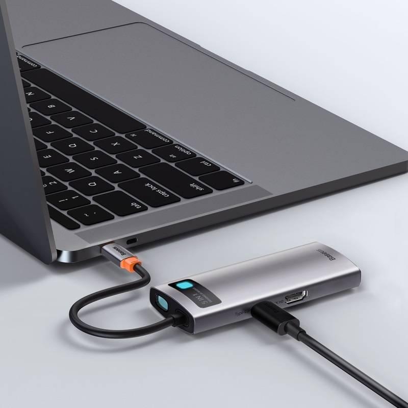 Dokovací stanice Baseus Metal Gleam Series 5v1 HUB USB-C šedé