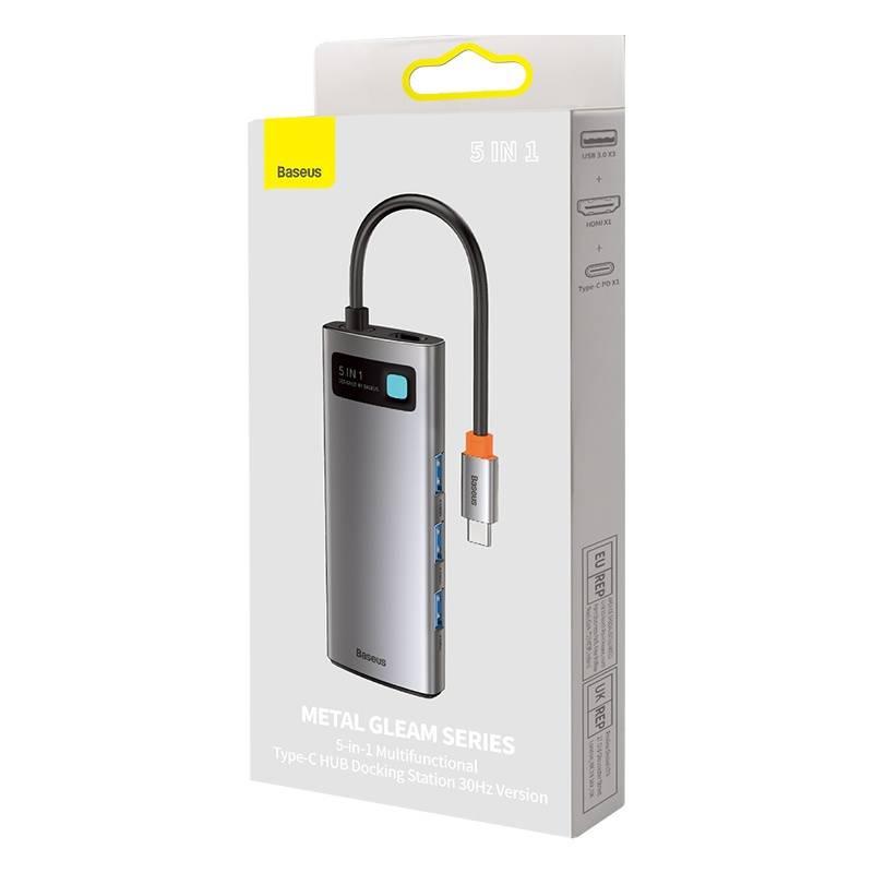 Dokovací stanice Baseus Metal Gleam Series 5v1 HUB USB-C šedé