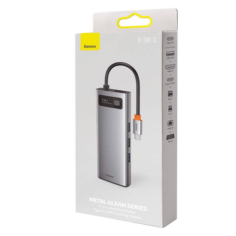 Dokovací stanice Baseus Metal Gleam Series 9v1 HUB USB-C šedé