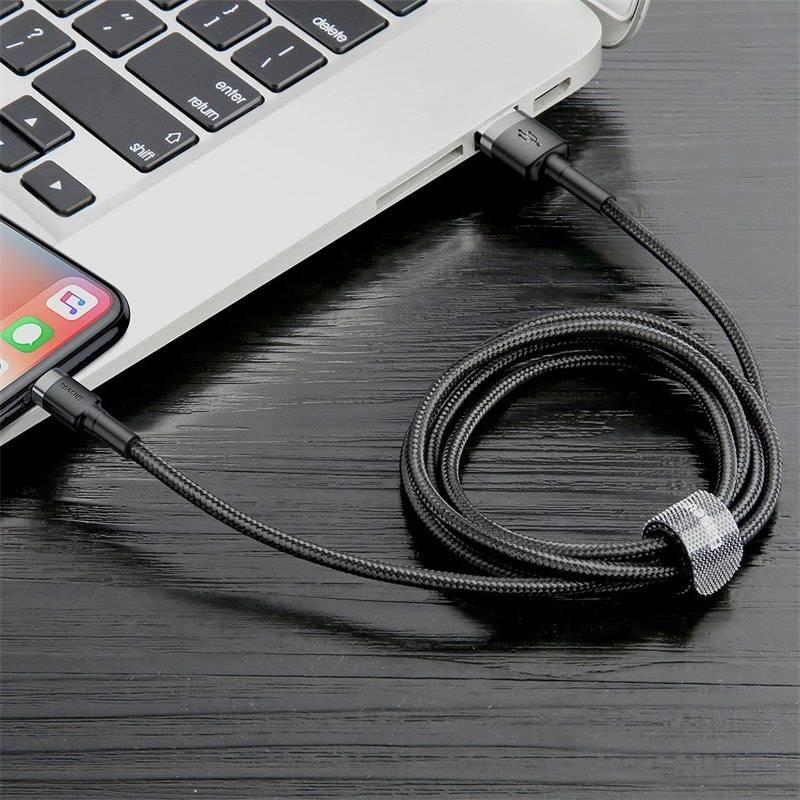 Kabel Baseus Cafule USB Lightning, 1m černý šedý