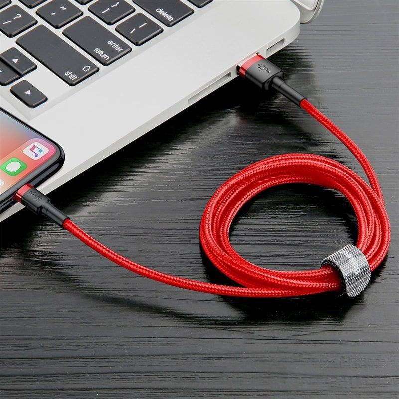 Kabel Baseus Cafule USB Lightning, 3m červený