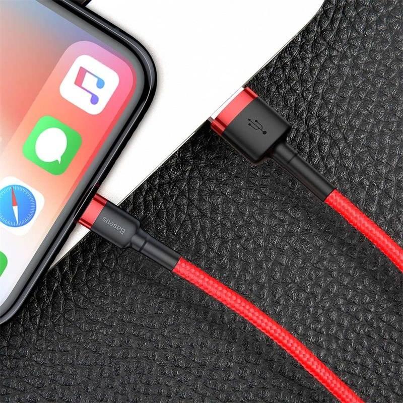 Kabel Baseus Cafule USB Lightning, 3m červený