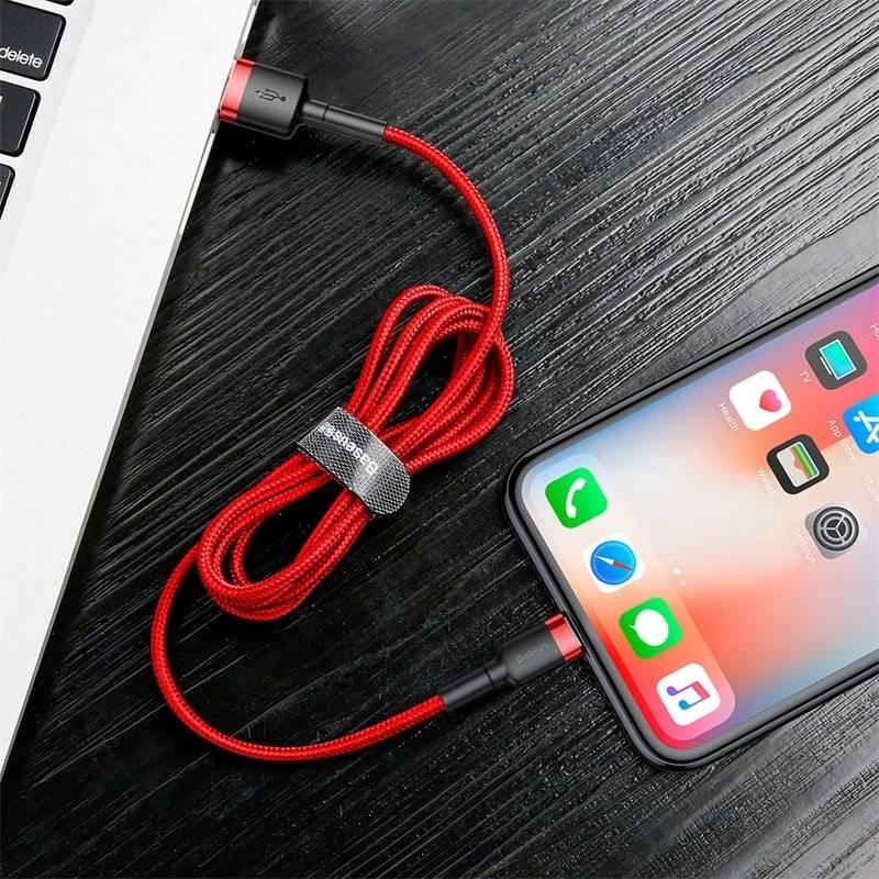 Kabel Baseus Cafule USB Lightning, 3m červený