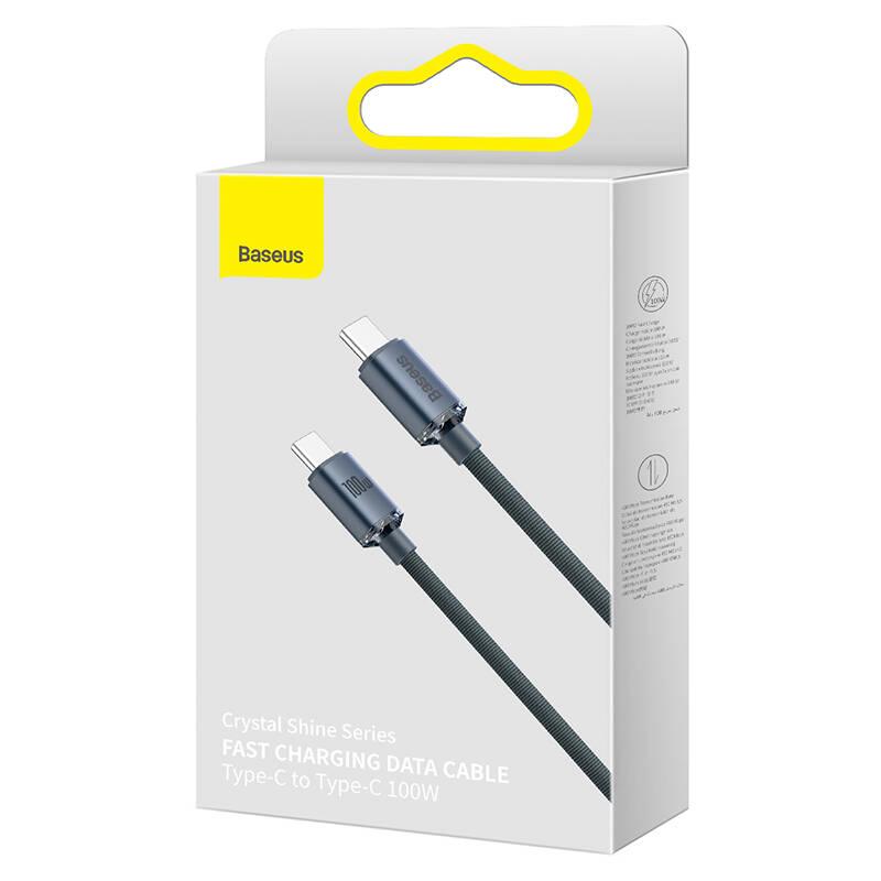 Kabel Baseus Crystal Shine Series USB-C USB-C 100W 1,2m černý