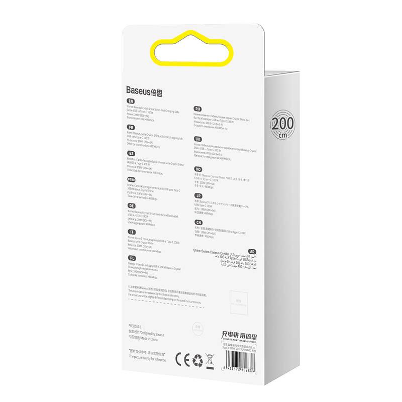 Kabel Baseus Crystal Shine Series USB USB-C 100W 2m černý