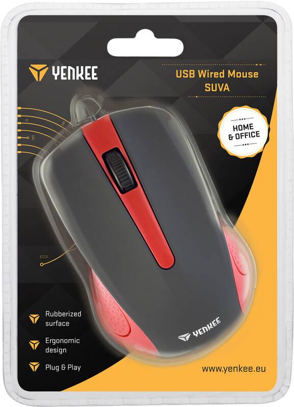 Myš YENKEE YMS 1015RD USB Suva černá červená