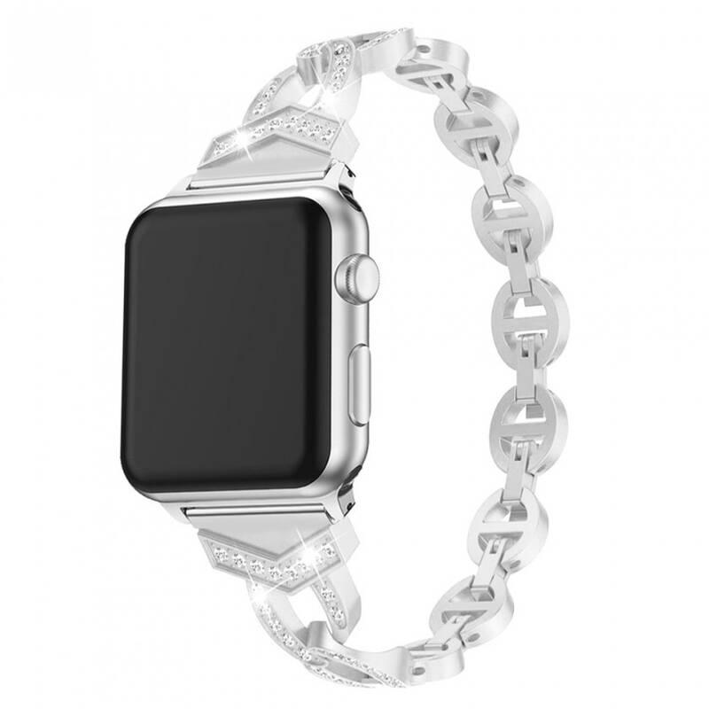 Řemínek WG crystal, kovový, na Apple Watch 38 40 41 mm stříbrný