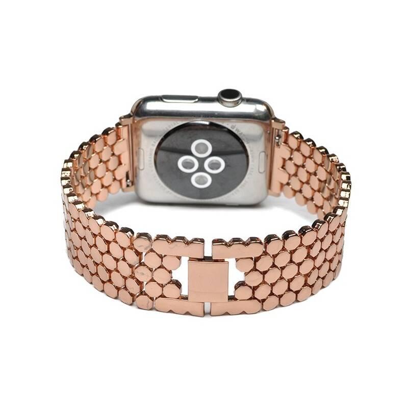 Řemínek WG dots, kovový, na Apple Watch 38 40 41 mm adapter - rose gold