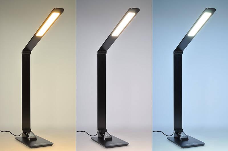 Stolní LED lampička Solight stmívatelná, 8W, display, změna chromatičnosti, hliník černá