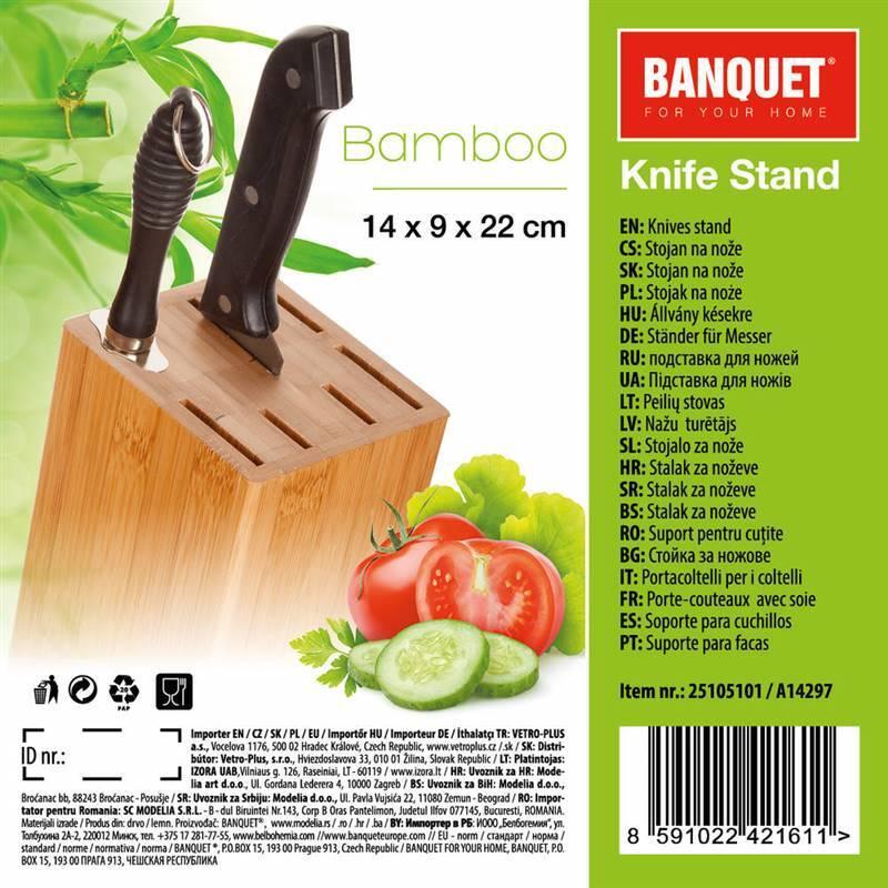 Blok na nože BANQUET Brillante Bamboo 14x9x22 cm, Blok, na, nože, BANQUET, Brillante, Bamboo, 14x9x22, cm