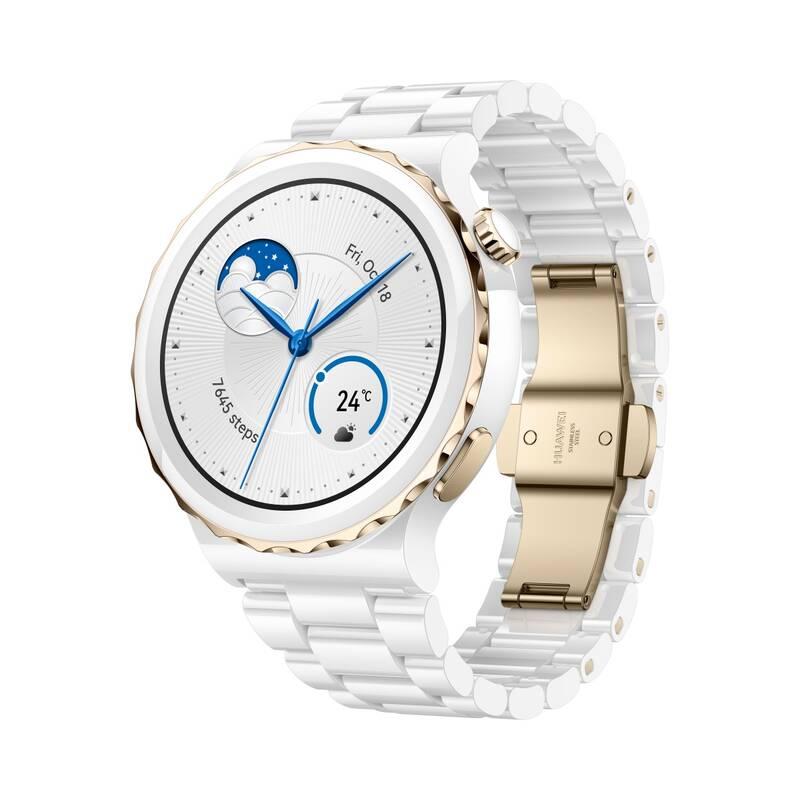 Chytré hodinky Huawei Watch GT3 Pro 43 mm - Gold Bezel White Ceramic Case White Ceramic Strap