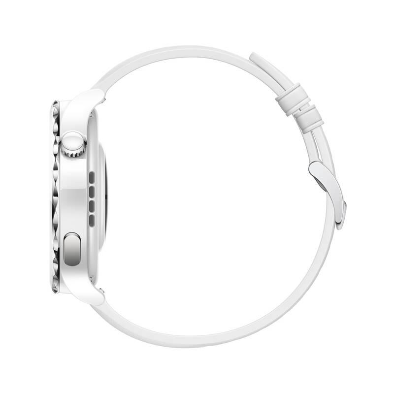 Chytré hodinky Huawei Watch GT3 Pro 43 mm - Silver Bezel White Ceramic Case White Leather Strap
