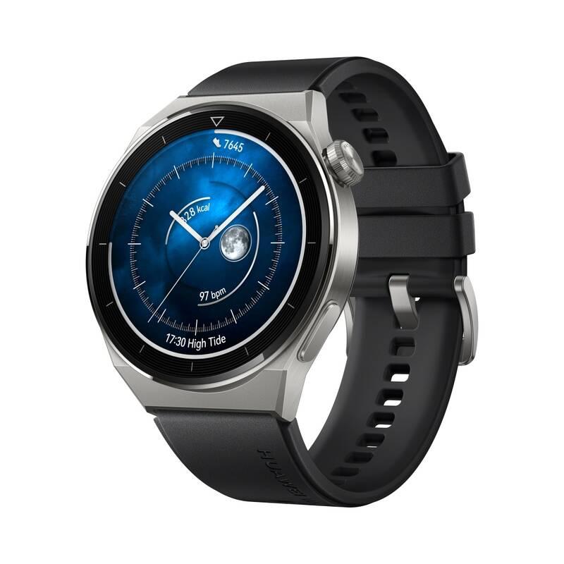 Chytré hodinky Huawei Watch GT3 Pro 46 mm - Light Titanium Case Black Fluoroelastomer Strap