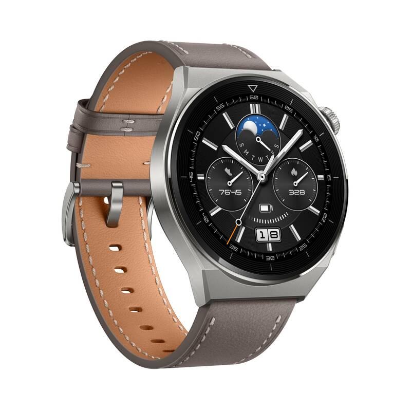Chytré hodinky Huawei Watch GT3 Pro 46 mm - Light Titanium Case Gray Leather Strap