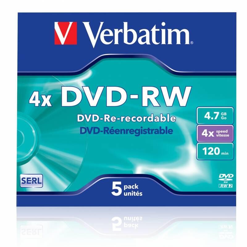 Disk Verbatim DVD-RW SERL 4,7GB, 4x, jewel case 5 ks, Disk, Verbatim, DVD-RW, SERL, 4,7GB, 4x, jewel, case, 5, ks