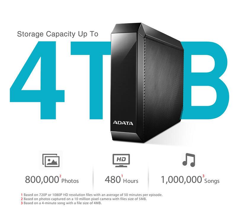 Externí pevný disk 3,5" ADATA HM800 4TB 3.5" USB 3.2, TV Support černý