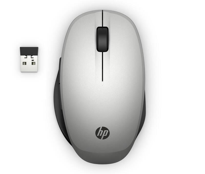 Myš HP 300 Dual Mode stříbrná
