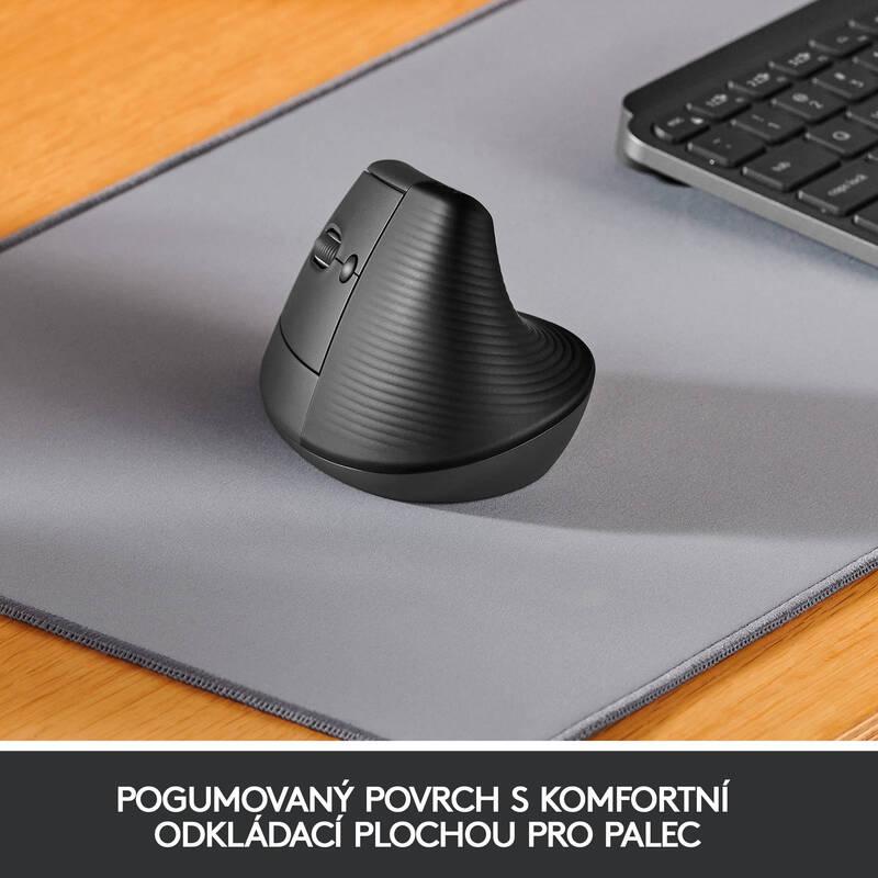 Myš Logitech Lift Left Vertical Ergonomic šedá
