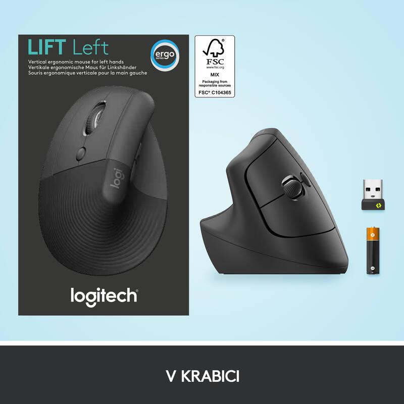 Myš Logitech Lift Left Vertical Ergonomic šedá