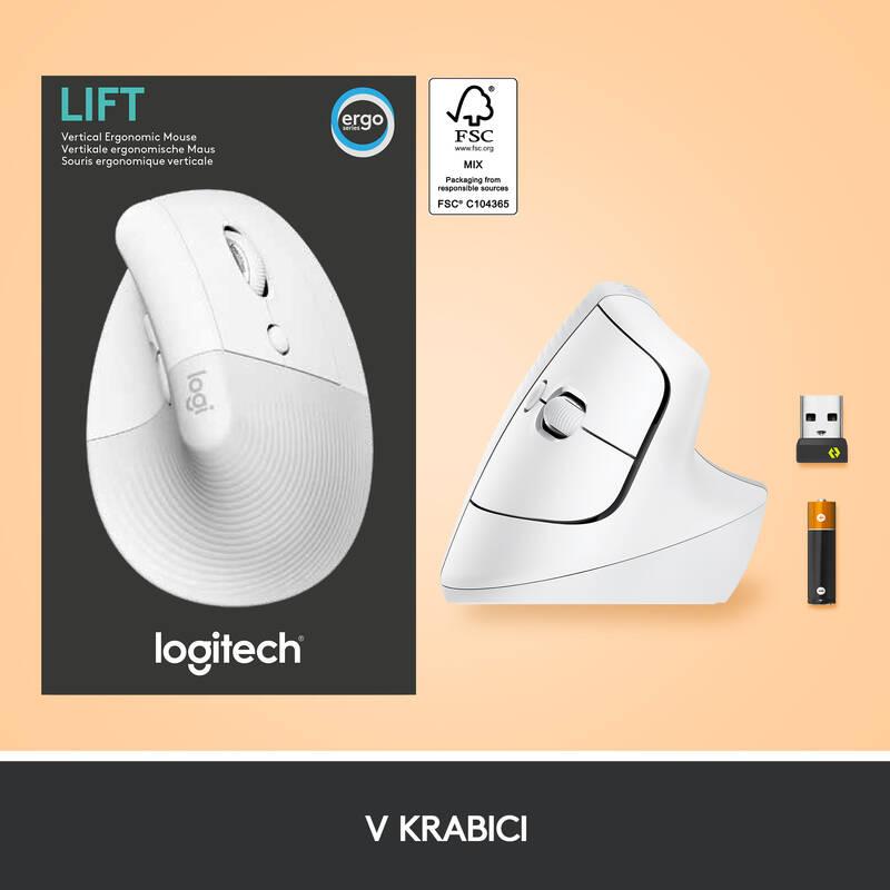 Myš Logitech Lift Vertical Ergonomic bílá