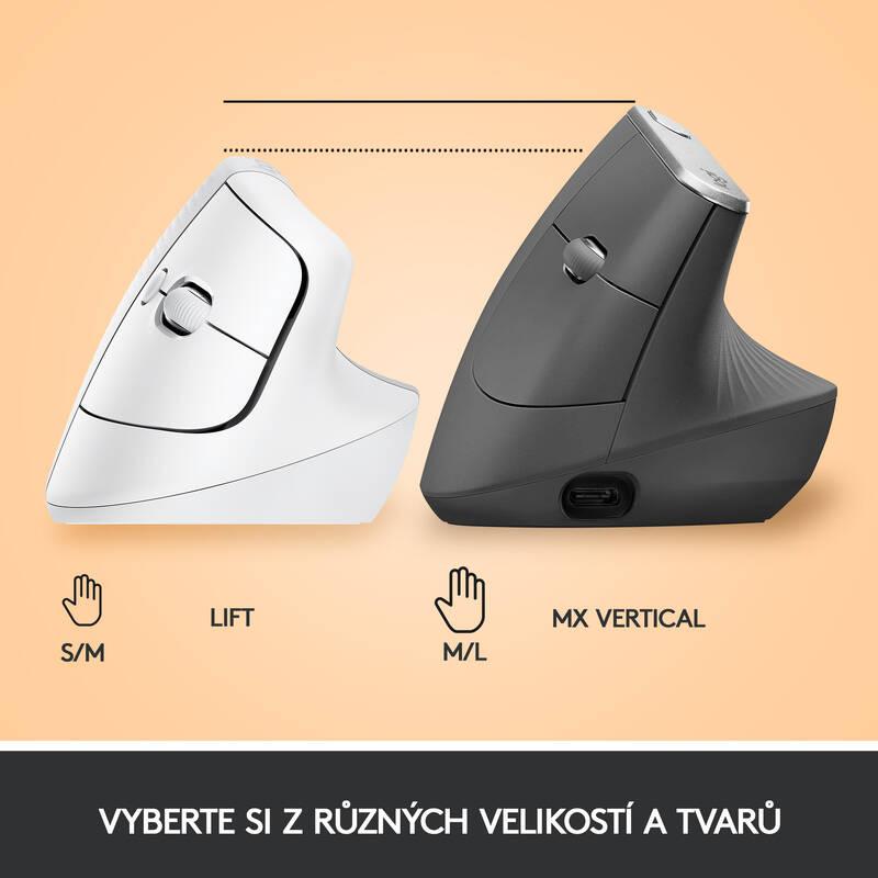 Myš Logitech Lift Vertical Ergonomic for Business bílá