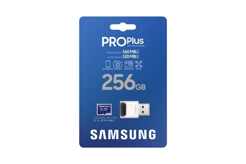Paměťová karta Samsung Micro SDXC PRO 256GB UHSI-U3 USB adaptér