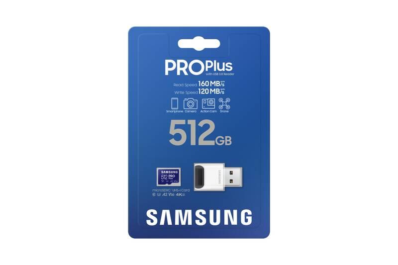 Paměťová karta Samsung Micro SDXC PRO 512GB UHSI-U3 USB adaptér