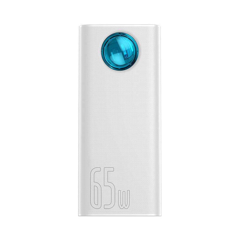 Powerbank Baseus Amblight s digitálním displejem QC 30000mAh a kabel USB-C do USB-C 100W 1m bílá