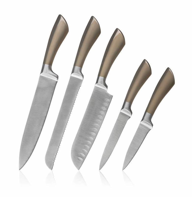 Sada kuchyňských nožů BANQUET Metallic Platinum, 5 ks, nerezový stojan, Sada, kuchyňských, nožů, BANQUET, Metallic, Platinum, 5, ks, nerezový, stojan