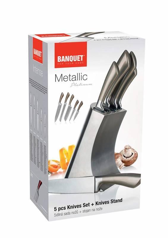 Sada kuchyňských nožů BANQUET Metallic Platinum, 5 ks, nerezový stojan