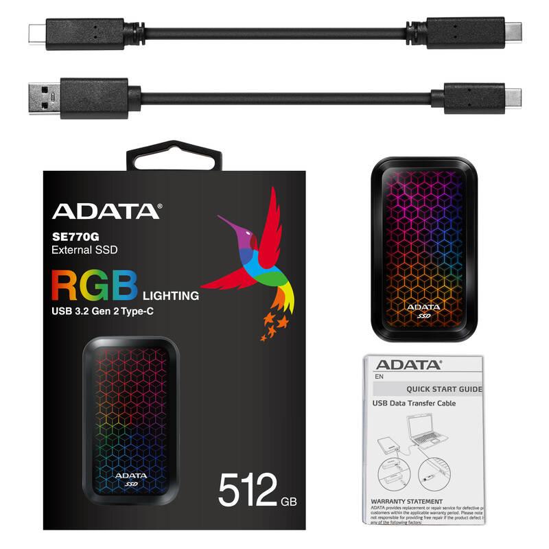 SSD externí ADATA SE770G 512GB USB3.2 Gen 2 černý, SSD, externí, ADATA, SE770G, 512GB, USB3.2, Gen, 2, černý