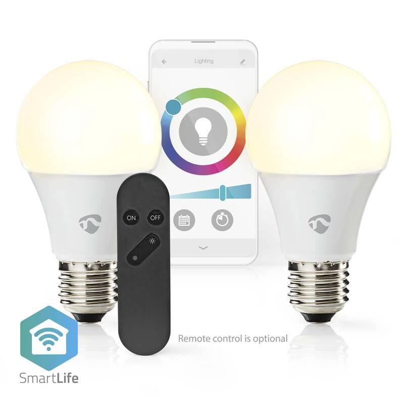 Chytrá žárovka Nedis SmartLife klasik, Wi-Fi, E27, 806 lm, 9 W, RGB Teplá - studená bílá, 2ks