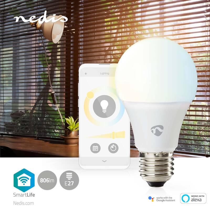 Chytrá žárovka Nedis SmartLife klasik, Wi-Fi, E27, 806 lm, 9 W, Teplá - studená bílá