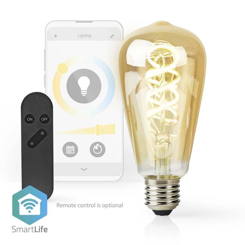 Chytrá žárovka Nedis SmartLife ST64, Wi-Fi, E27, 360 lm, 4.9 W, Teplá - studená bílá