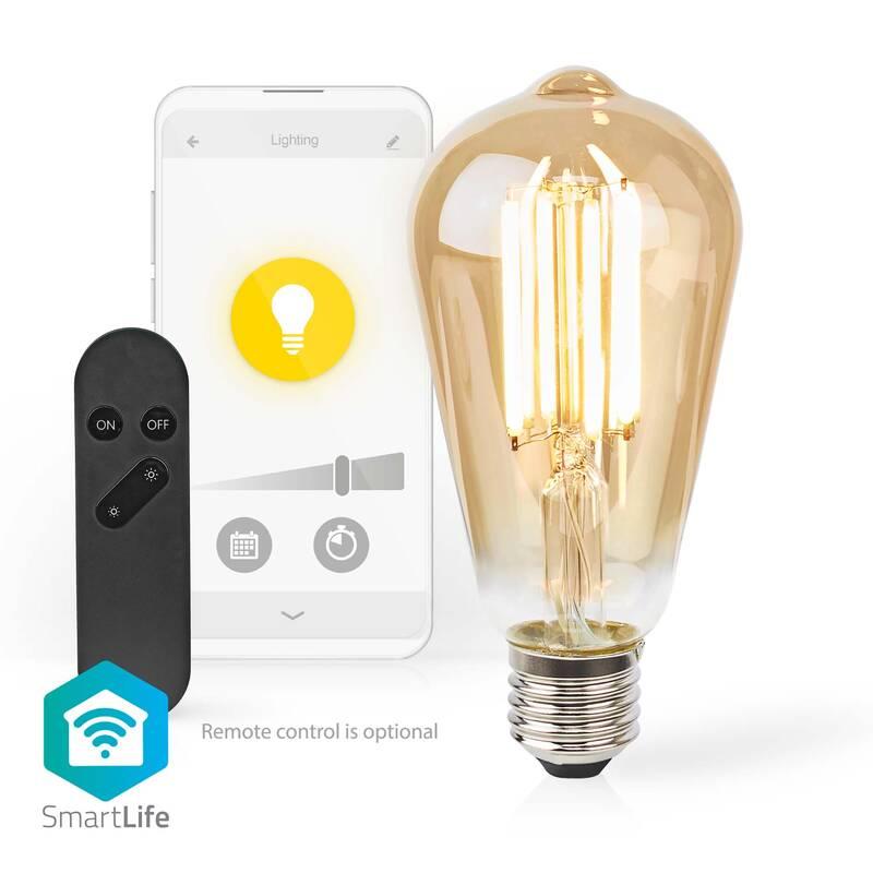 Chytrá žárovka Nedis SmartLife ST64, Wi-Fi, E27, 806 lm, 7 W, Teplá Bílá