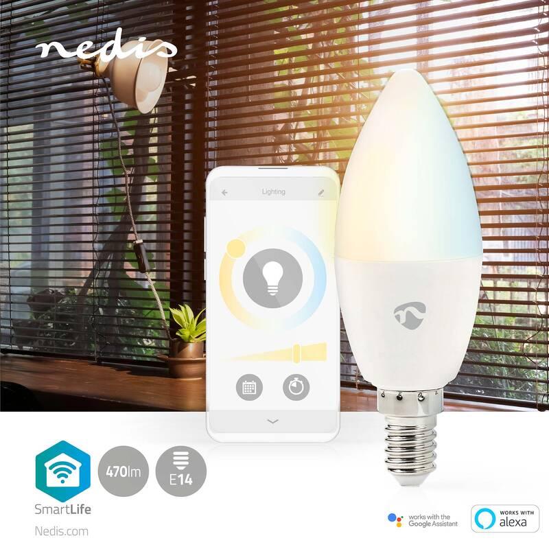 Chytrá žárovka Nedis SmartLife svíčka, Wi-Fi, E14, 470 lm, 4.9 W, Teplá - studená bílá