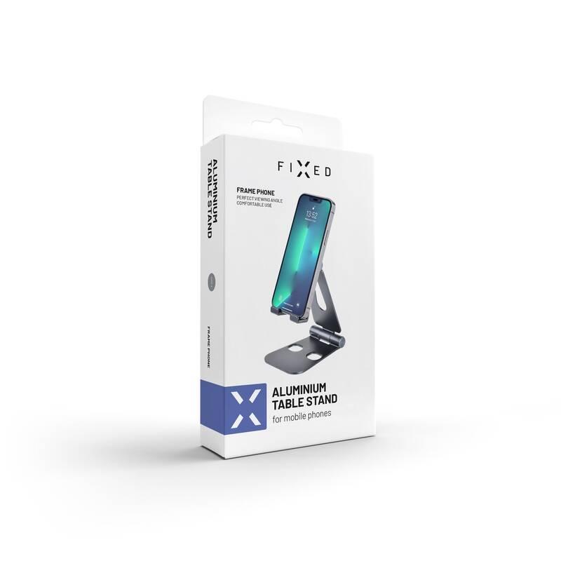 Držák FIXED Frame Phone na stůl pro mobilní telefony šedý