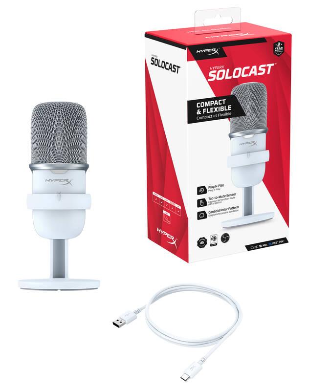 Mikrofon HyperX SoloCast bílý, Mikrofon, HyperX, SoloCast, bílý
